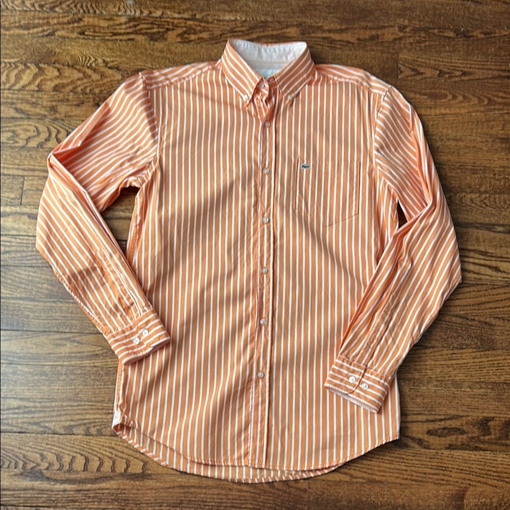 Lacoste Orange and White Casual Button Down Shirt